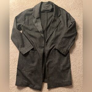 Gingham Plaid Gray Blazer Cardigan